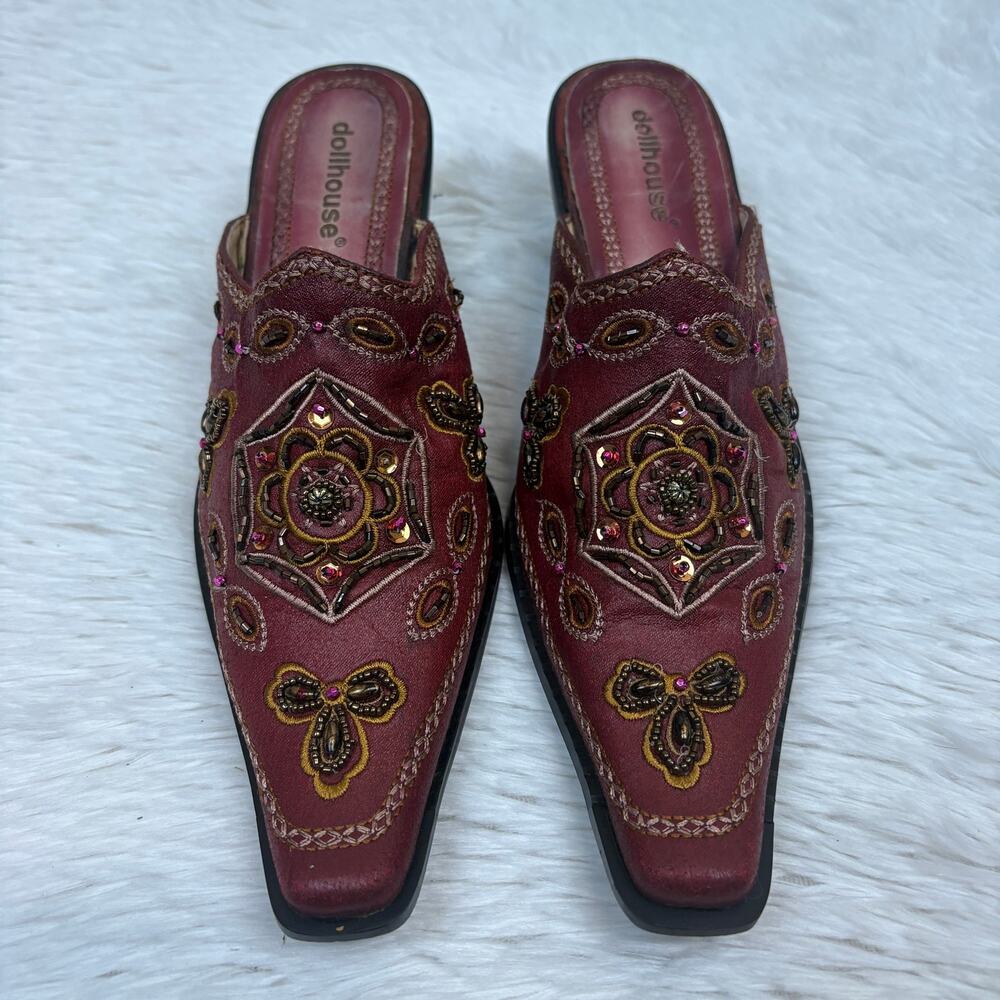 Dollhouse Tina Vintage Y2K Beaded Embellished Western Style Mules Size 7.5 - Picture 2 of 8